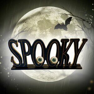 Spooky resin sign table art decoration Halloween party lights up letters